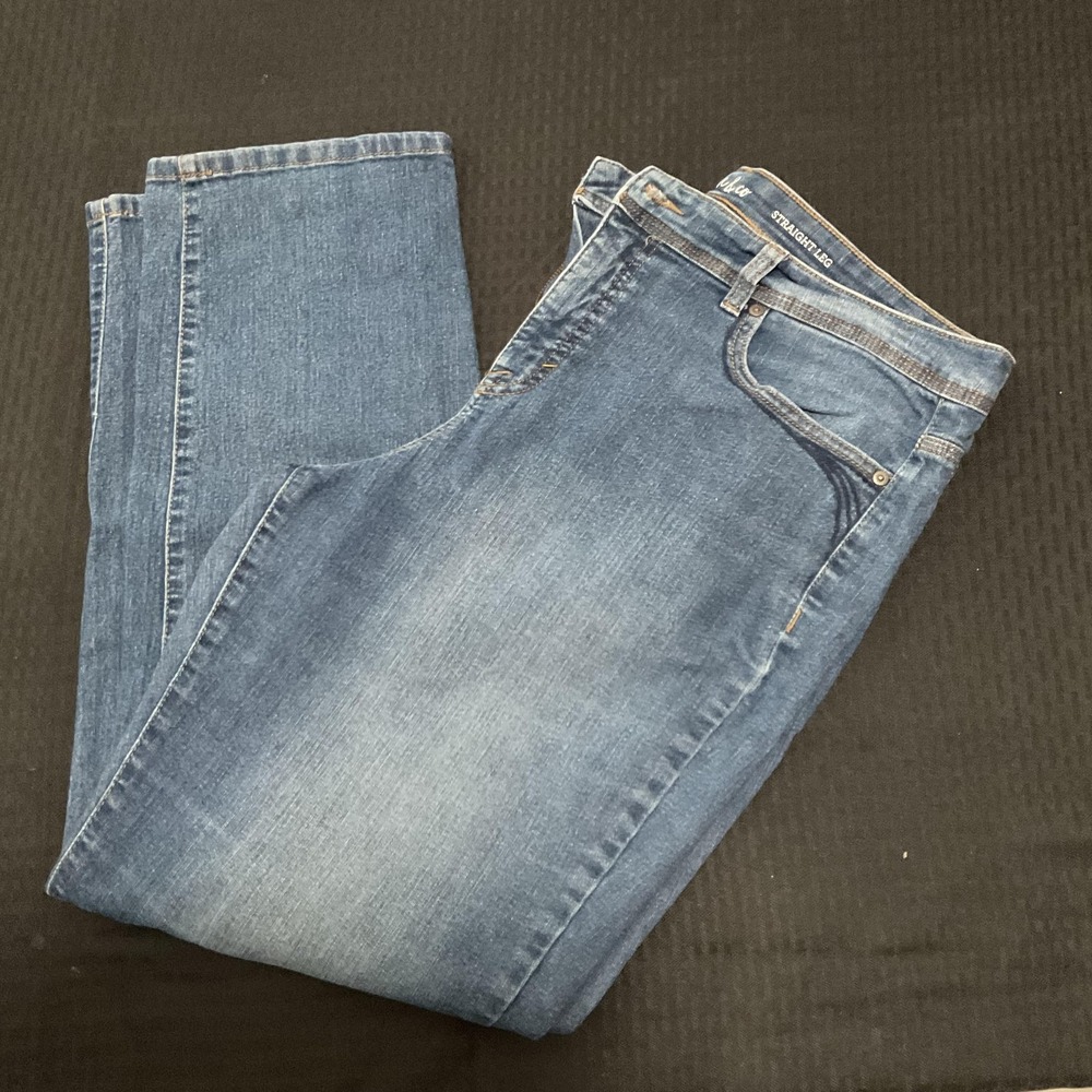 Style & Co Jeans Womens 16S Short Blue High Rise Straight Stretch Denim Pants